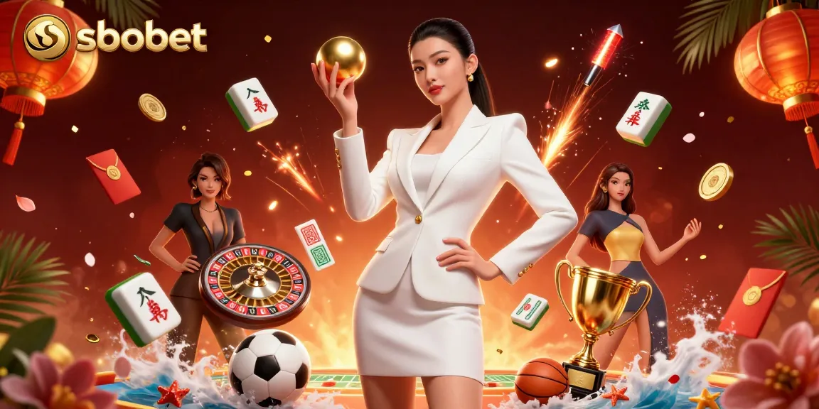 Engage in sbobet sports betting with a dynamic casino scene showcasing Asian elegance and vibrant gaming elements.