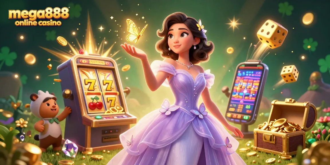 Experience the thrill at mega888 online casino with vibrant 3D imagery capturing casino games action.