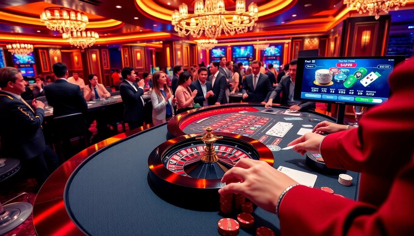 Engaging scene of players enjoying table games at keonhacai5's online casino platform.
