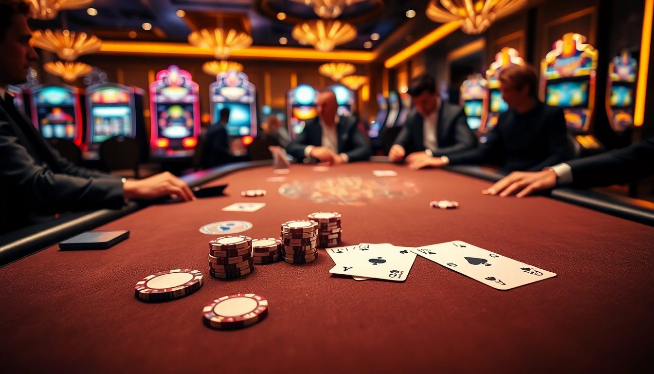 Experience high-stakes excitement at Luckywin tel with luxurious casino scenes showcasing professional gameplay.
