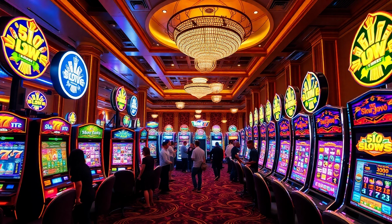 Experience thrilling gameplay with slot777 as players celebrate wins at vibrant casino slot machines.