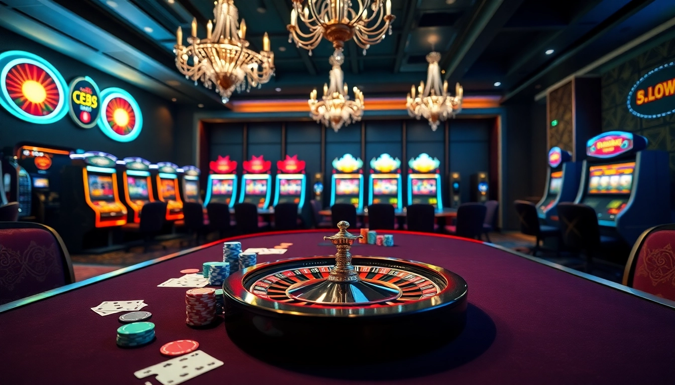 Experience the thrill of casino gaming at go88 with shining poker chips and vibrant roulette table.