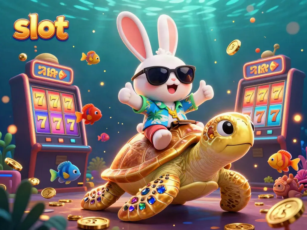Spin the reels with an adorable rabbit and a golden turtle in an exciting slot adventure.