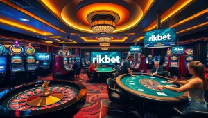 Experience the thrill of gambling at Rikbet with vibrant casino tables and engaging gaming.