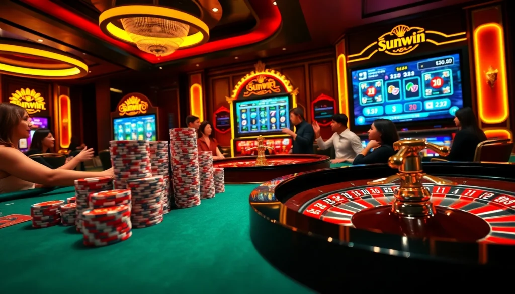 Engage in thrilling gameplay with tải sunwin at a vibrant casino table filled with action.