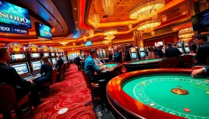 SODO casino players strategizing at a vibrant roulette table, highlighting excitement and luxury.