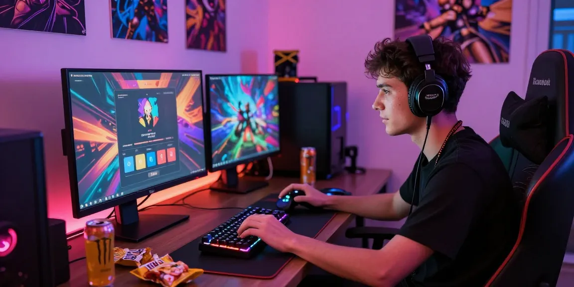 Raja Game login interface with a focused gamer surrounded by colorful gaming elements and snacks.